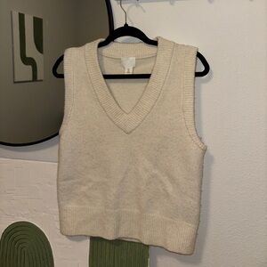 H&M Cream V-Neck Sweater Vest